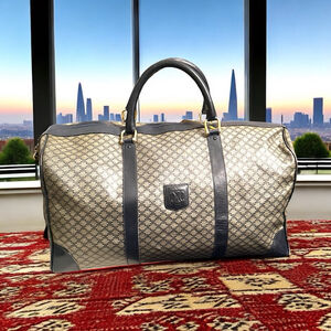 Celine Navy Blue Macadam Monogram Travel Duffle Bag